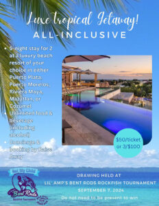 Luxe tropical getaway raffle flyer